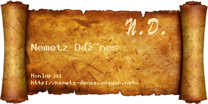 Nemetz Dénes névjegykártya